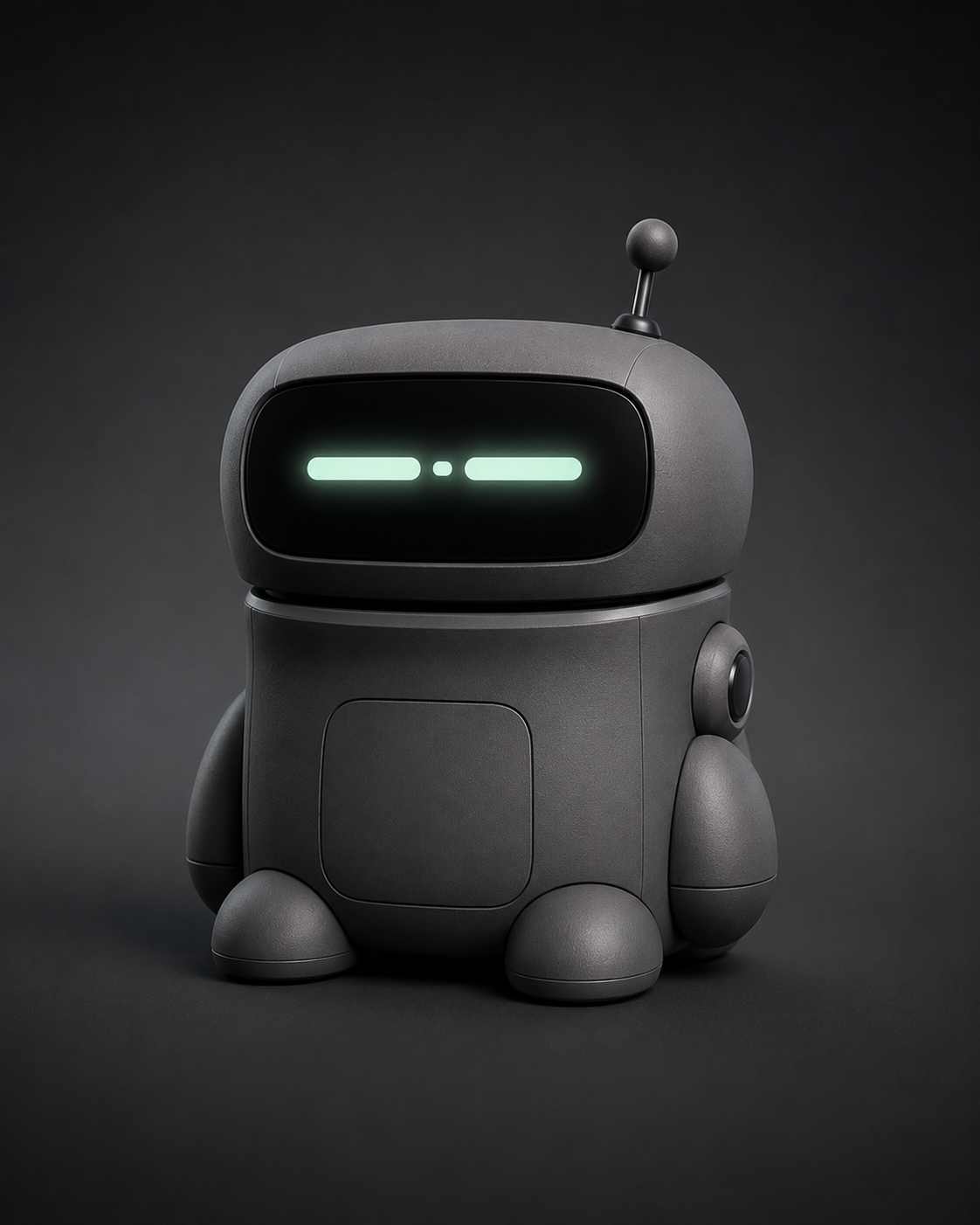 Kibo, a friendly amber cube-shaped STEM robot with green pixel eyes and an open module bay.